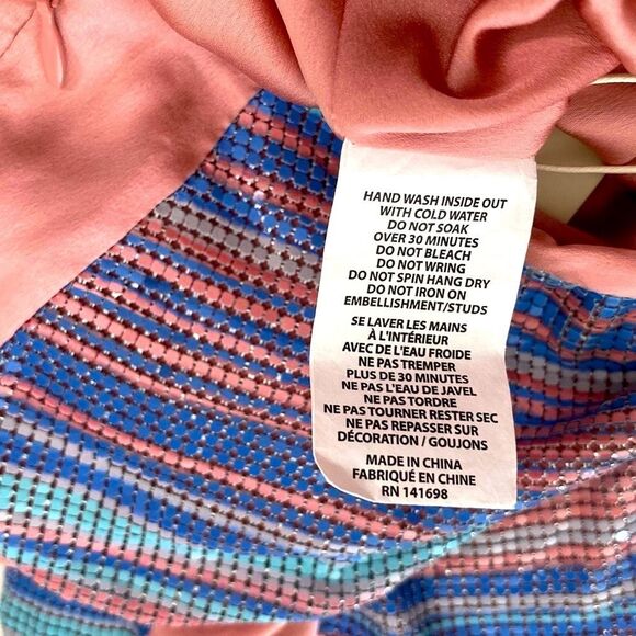 RAMY BROOK Skirt Kate exclusive Chainmail Metallic Satin Mini Pink Blue Size XS - Picture 10 of 12